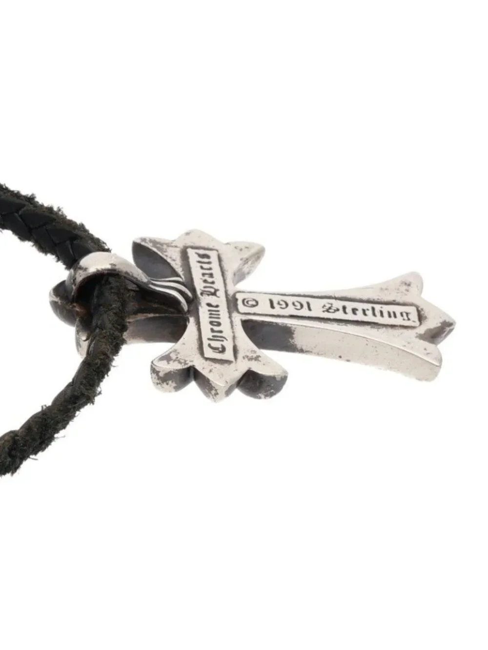 Chrome Hearts CH Crs Sml BC Small CH Cross Boro Chip Vintage Silver Necklace
